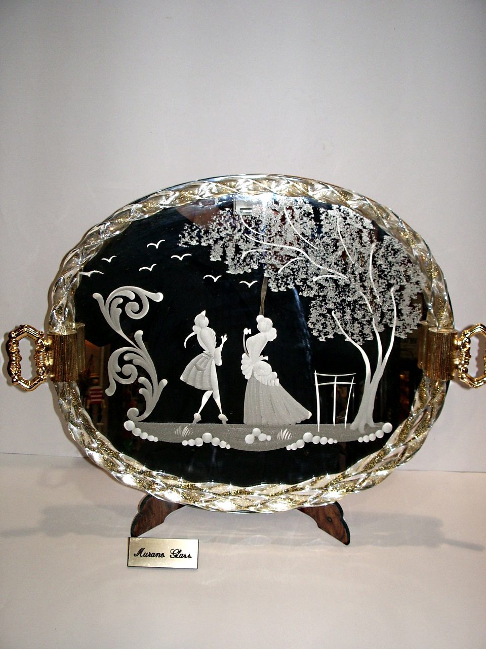 Vassoio a specchio ovale grande in vetro di Murano — Venturini Souvenirs -  Vetro di Murano e Souvenirs